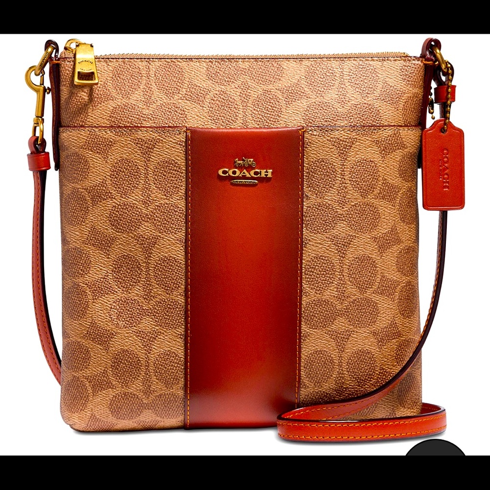 NWT Coach Gorgeous Kitt Signature canvas/color-block leather and Exterior pocket